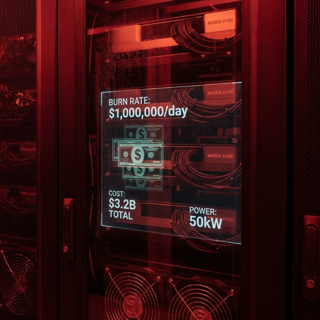 AI compute economics GPU server rack with $1M per day burn rate