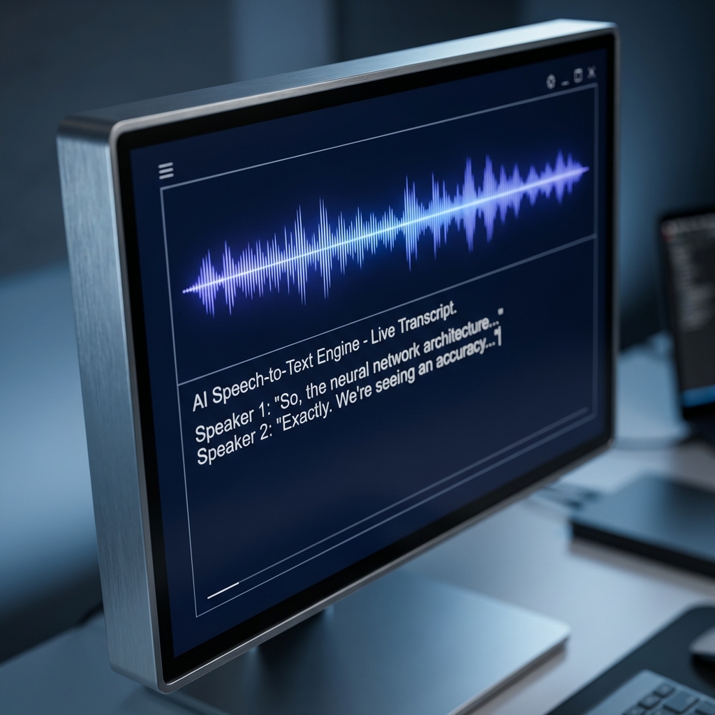 MAI-Transcribe-1 speech transcription interface with waveform visualization
