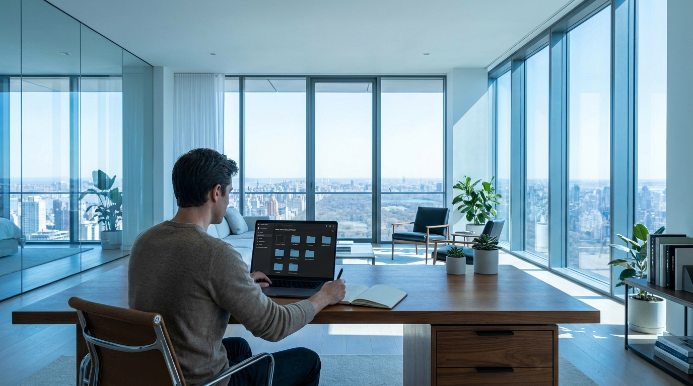Researcher using Perplexity Collections in a modern workspace
