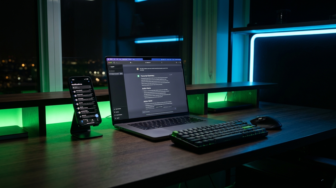 Laptop showing ChatGPT cleaning up voice memo transcript
