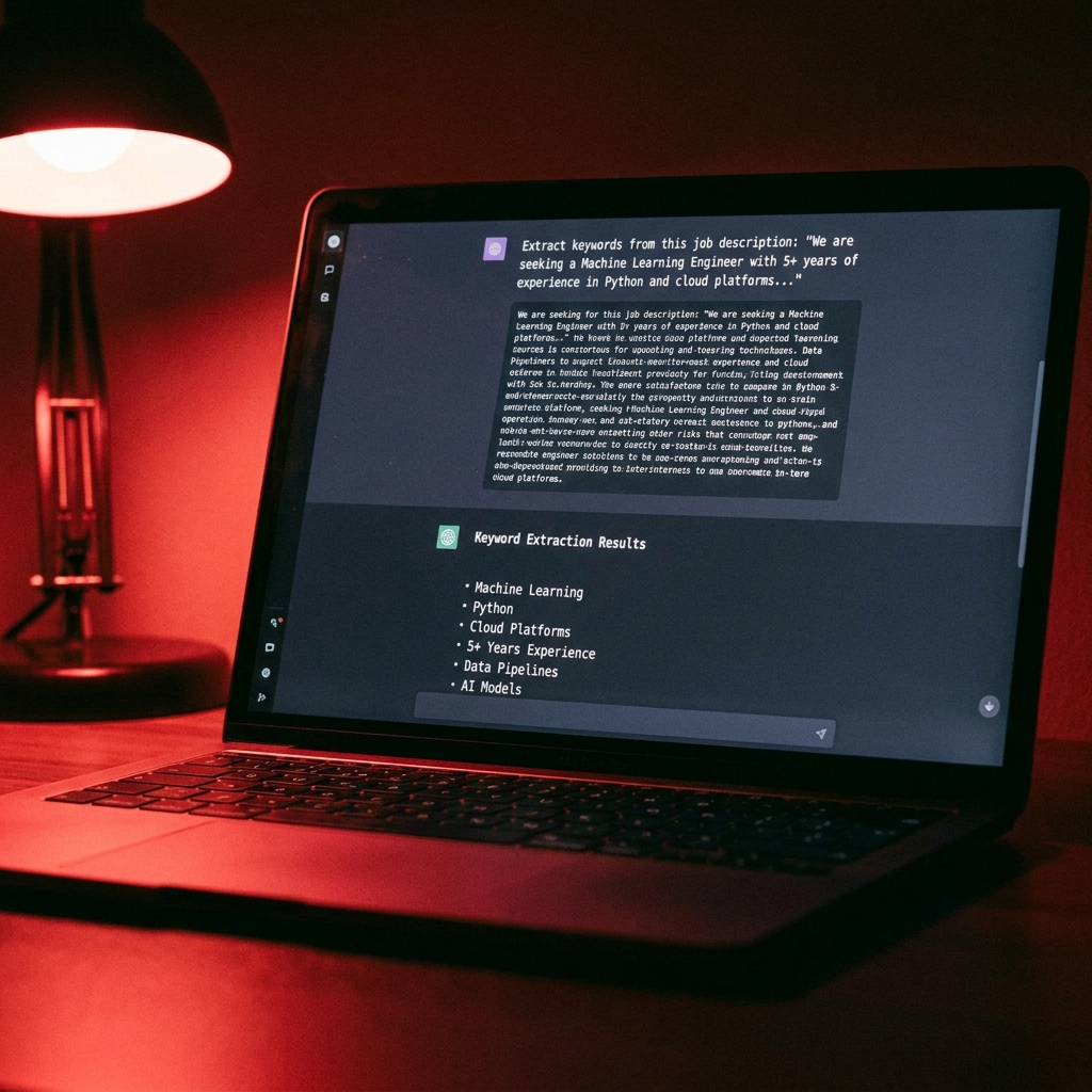 ChatGPT extracting keywords from a job description