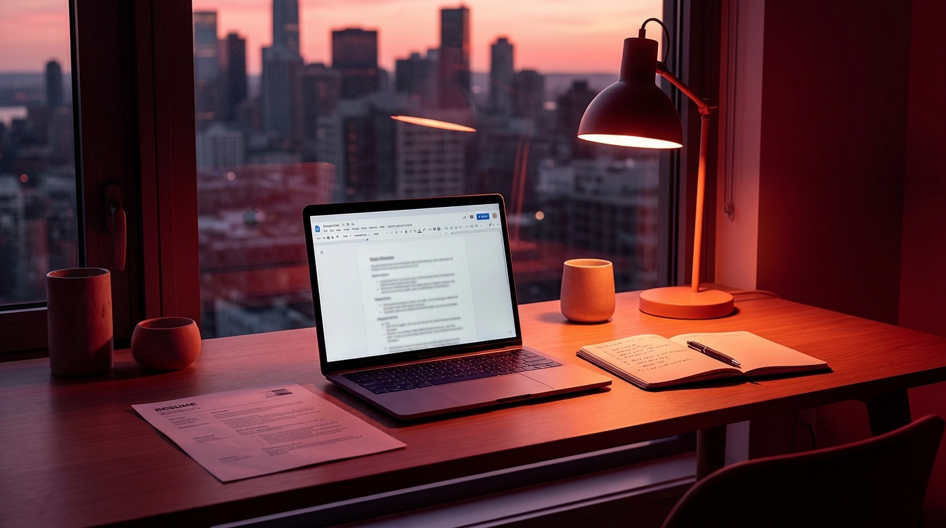 Resume being formatted for ATS compatibility with laptop and notebook