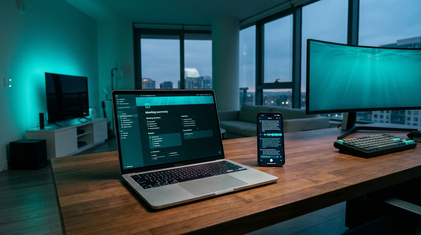Notion meeting summary with transcript and structured notes