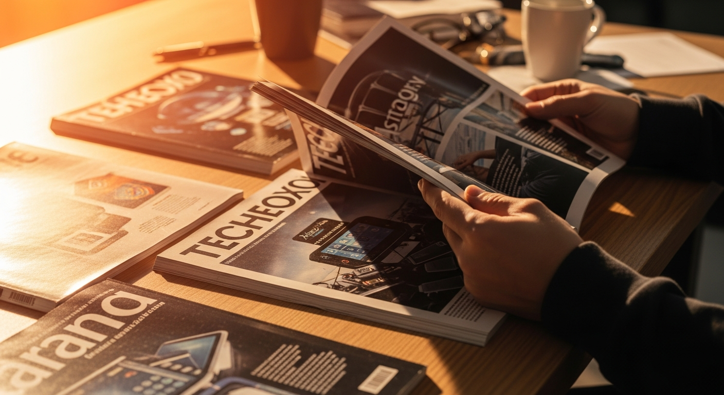Tech publications covering major AI developments spread on a desk