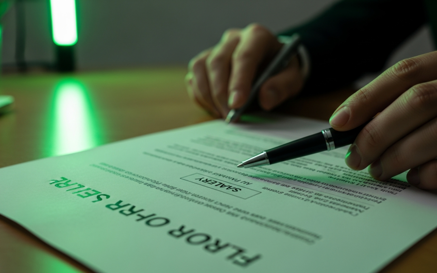 Job offer letter on a desk with a pen ready to sign, representing high-paying AI career opportunities