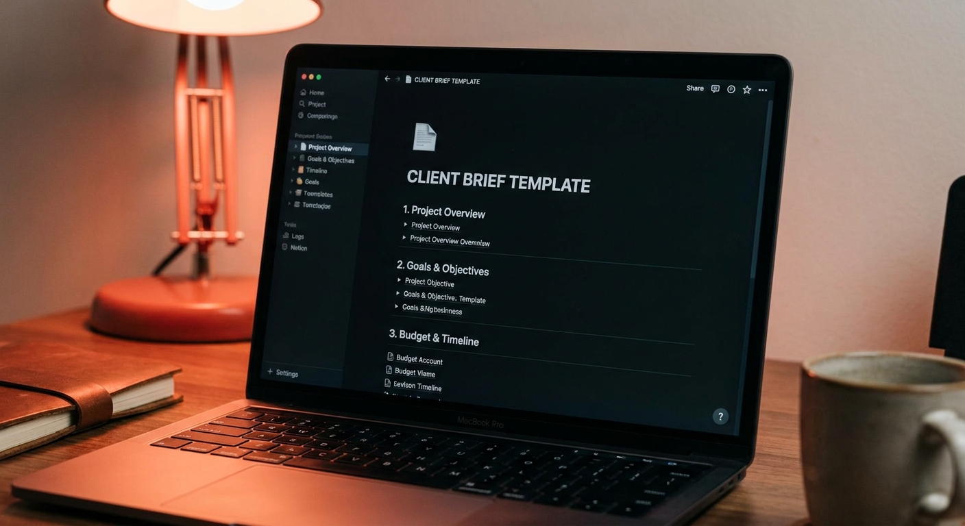 Structured client brief template in Notion ready for AI-assisted drafting