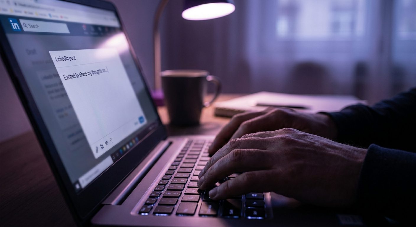 ChatGPT interface showing a LinkedIn post draft being written for a freelancer
