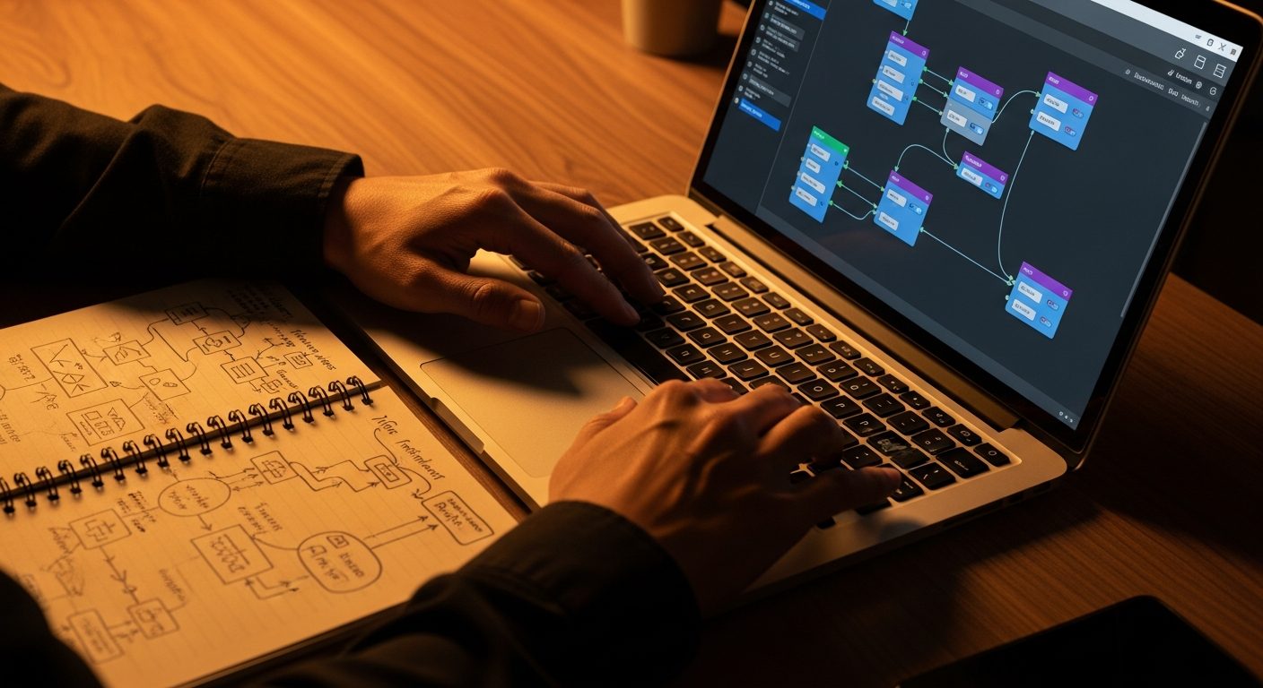 Building a multi-step automation workflow on a laptop